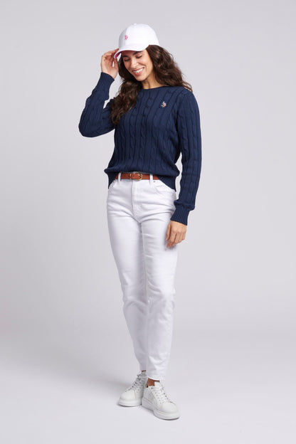 U.S. Polo Assn. Crew Neck Cable Jumper - Navy Iris