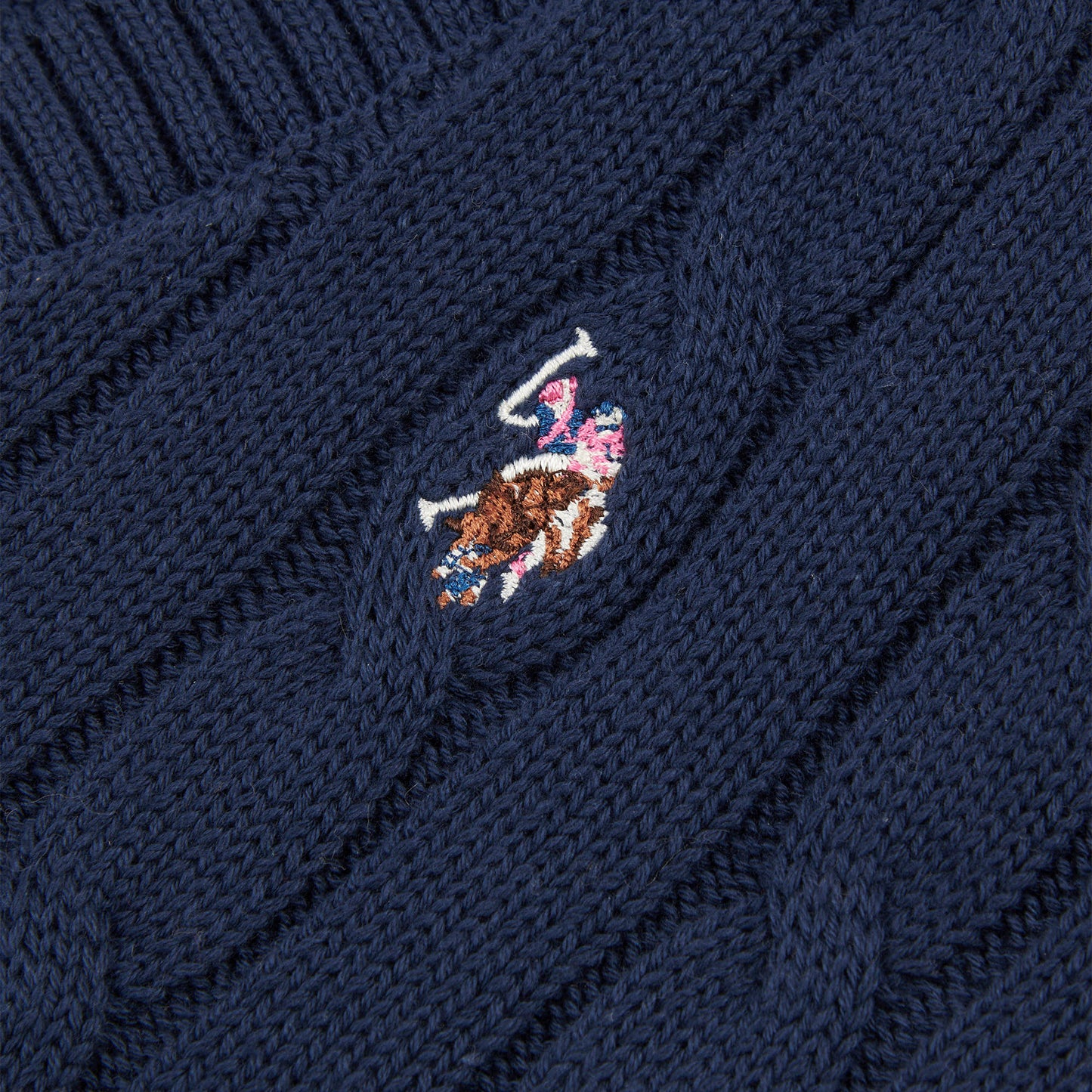 U.S. Polo Assn. Cable Knit Cropped Cardigan - Navy Iris