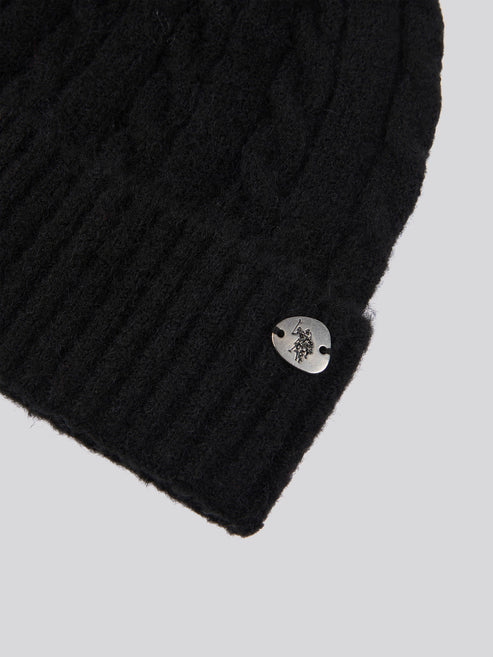 U.S.Polo Assn. Signature Cable Knit Beanie - Black