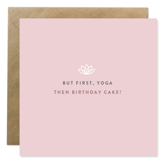 Bold Bunny Card - 'But First, Yoga Then Birthday Cake'