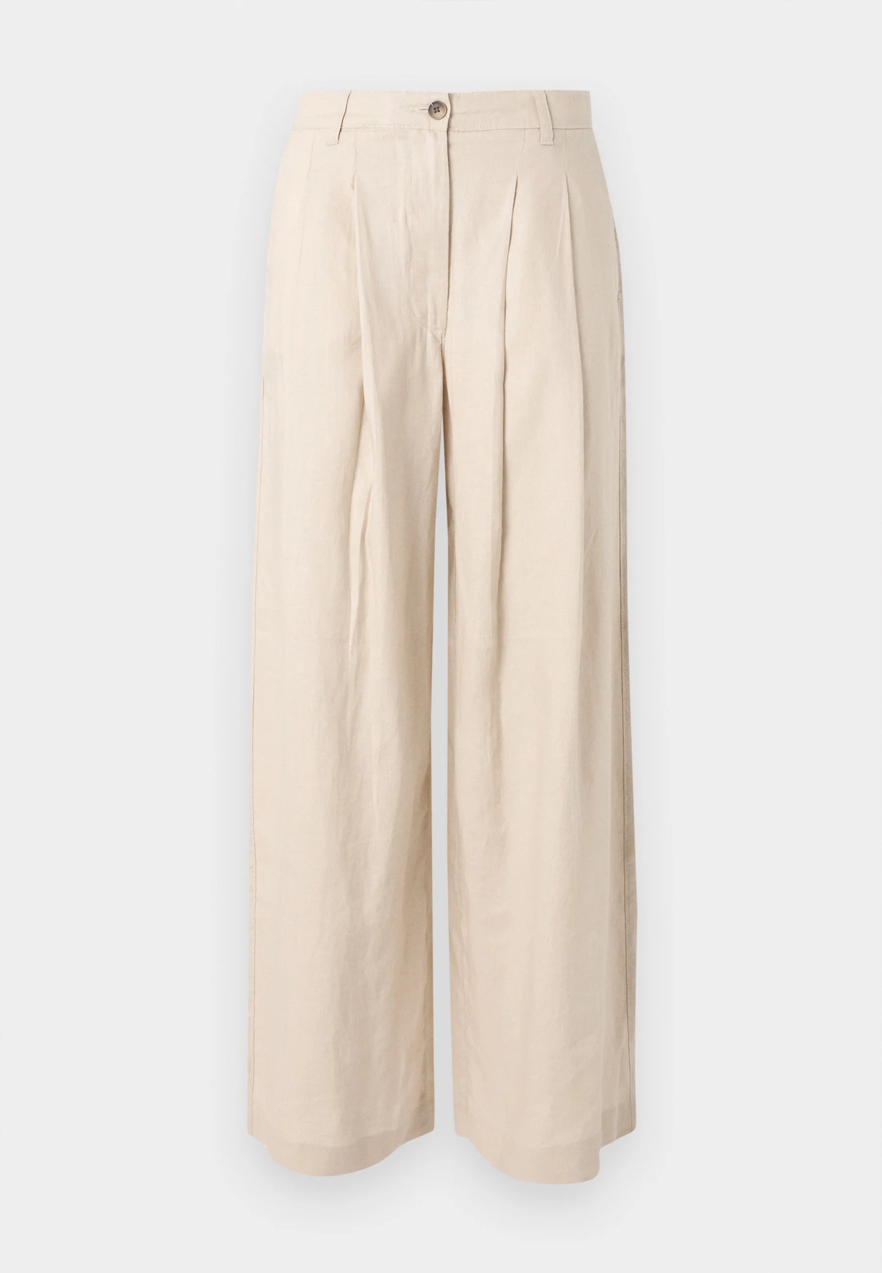 Beige wide-leg pants on a white background
