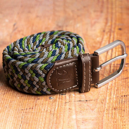 Swole Panda Woven Belt - Green/Blue Zigzag