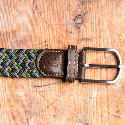 Swole Panda Woven Belt - Green/Blue Zigzag