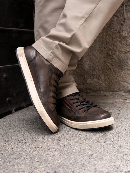 Bugatti Casual Leather Lace Up Shoe - Dark Brown