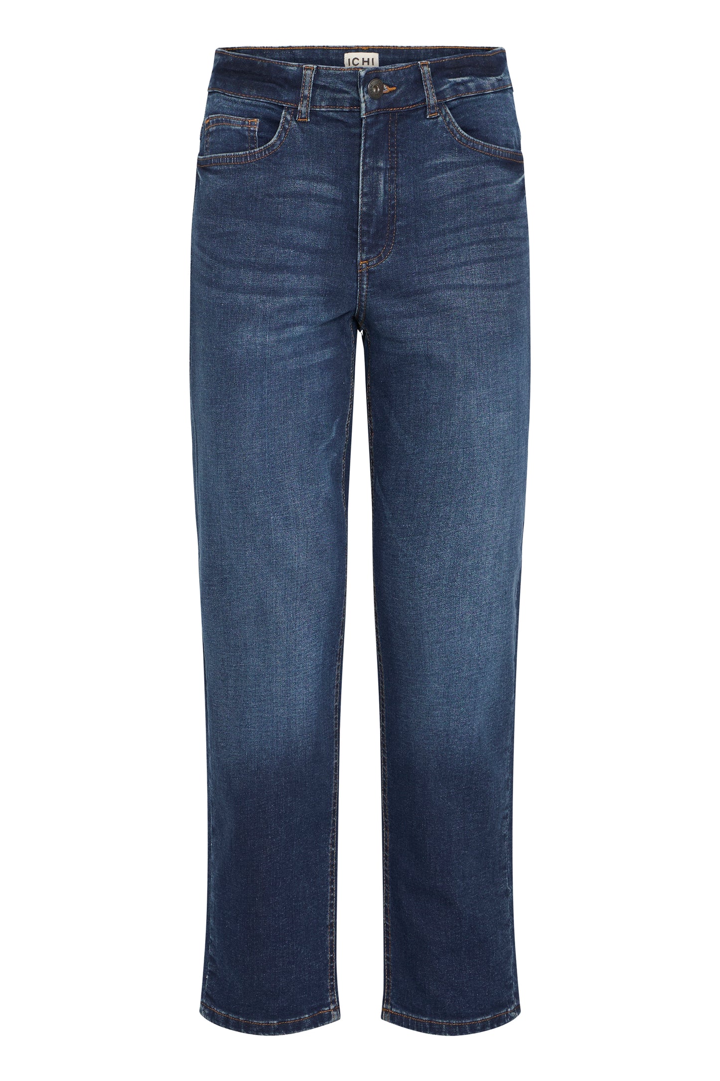 ICHI IHTWIGGY Raven Cropped Straight Leg Jeans - Dark Blue