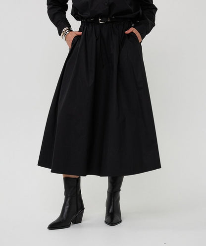 Esqualo Long Skirt Poplin Pockets - Black