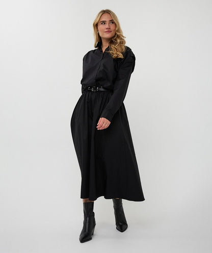 Esqualo Long Skirt Poplin Pockets - Black