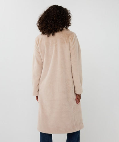 Esqualo Shawl Collar Faux Fur - Sand