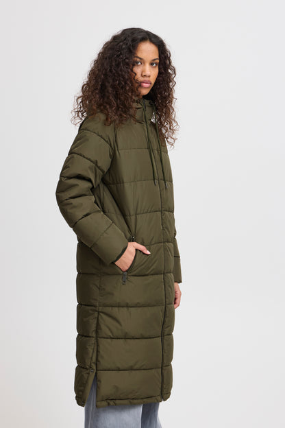 ICHI  IHZELANA Puffa Jacket - Khaki