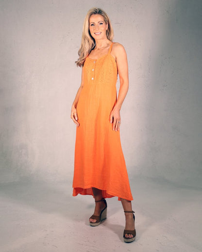 Deck Linen Dress - Orange