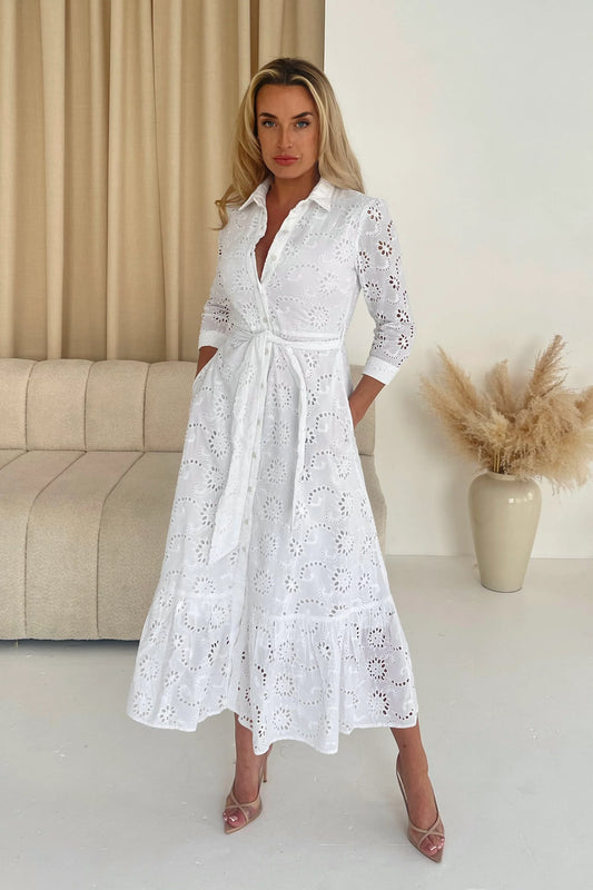 Girl In Mind Michelle Broidery Maxi Dress - White