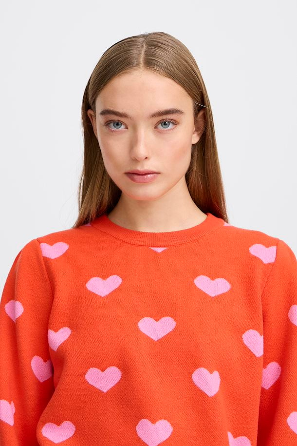 ICHI Red Heart Knit Pullover