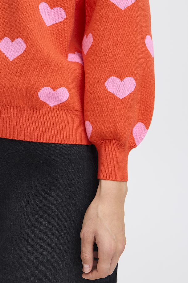 ICHI Red Heart Knit Pullover