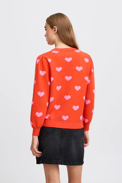 ICHI Red Heart Knit Pullover