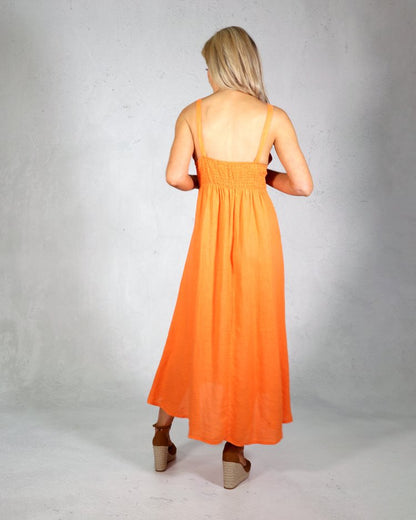 Deck Linen Dress - Orange