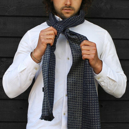 Swole Panda Bamboo Scarf - Blue/Grey Houndstooth