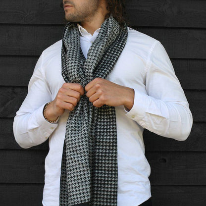 Swole Panda Bamboo Scarf - Black/White Houndstooth