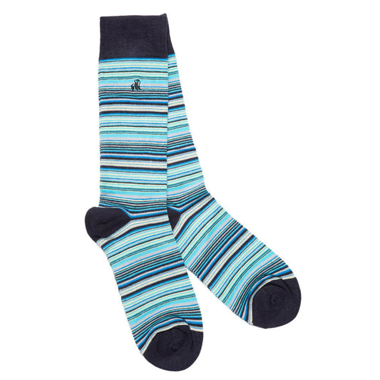 Swole Panda Bamboo Socks - Stripped Navy