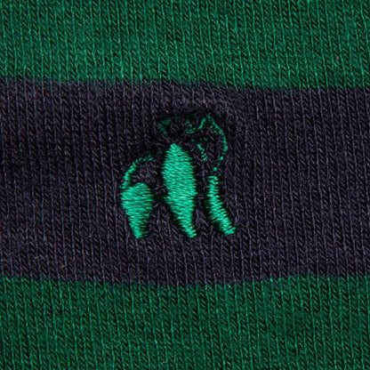 Swole Panda Bamboo Socks -  Green and Navy Stripped