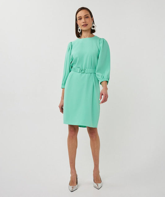 Esqualo Dress Puff Sleeve Crepe - Mint Green