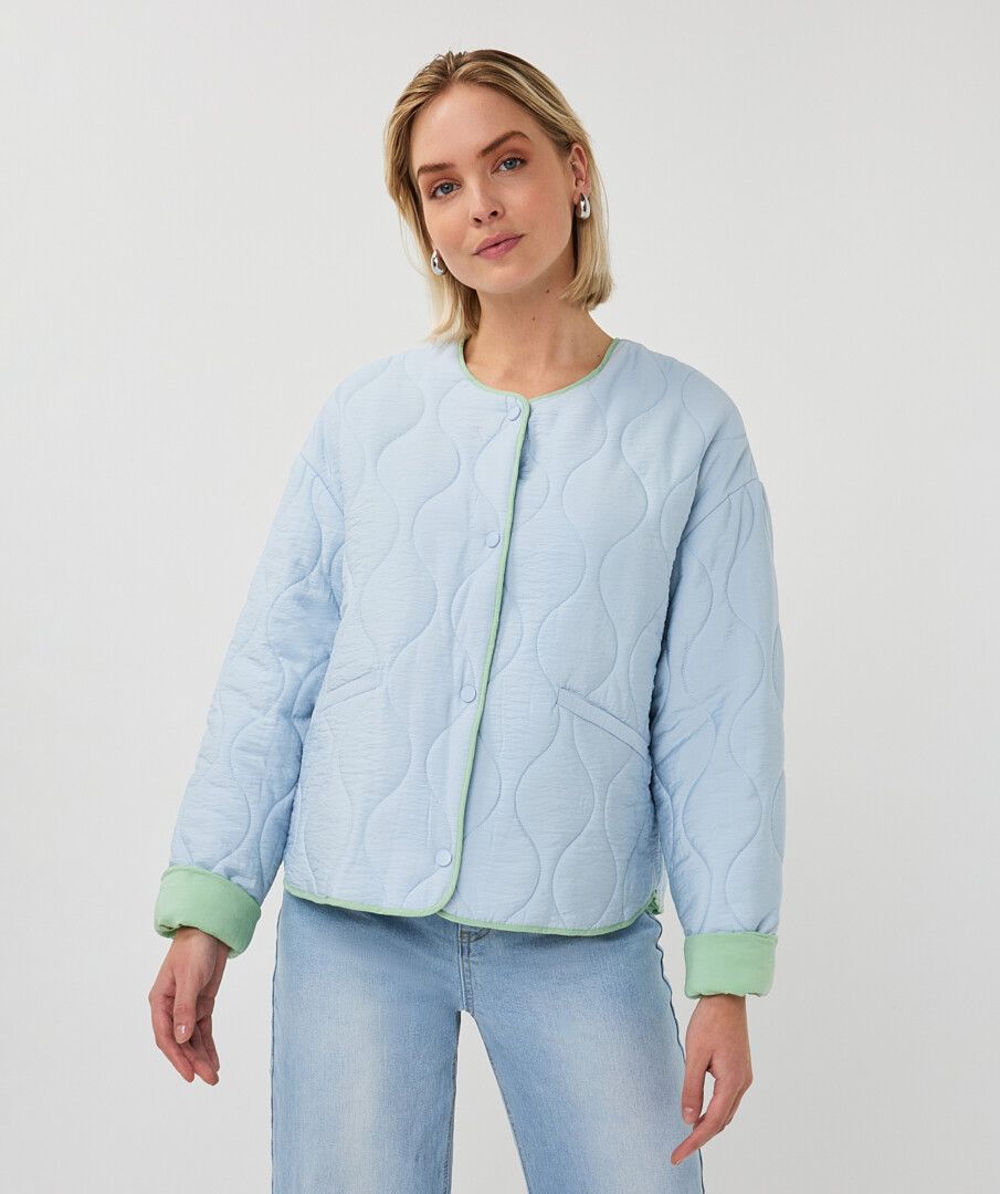 Esqualo Jacket Quilted Contrast - Pacific Blue