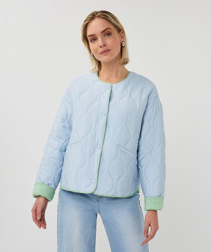 Esqualo Jacket Quilted Contrast - Pacific Blue