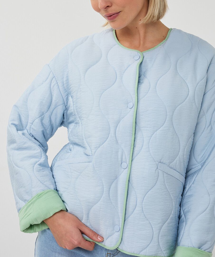 Esqualo Jacket Quilted Contrast - Pacific Blue