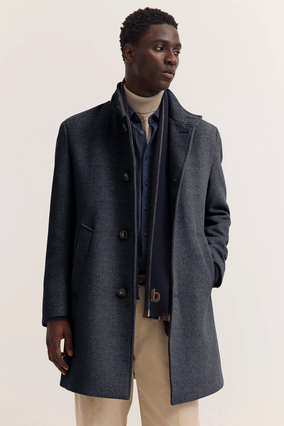 Bugatti Wool Blend Coat - Navy