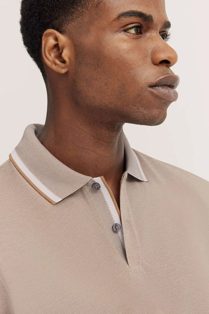 Bugatti Contrast Collar Polo - Biscuit