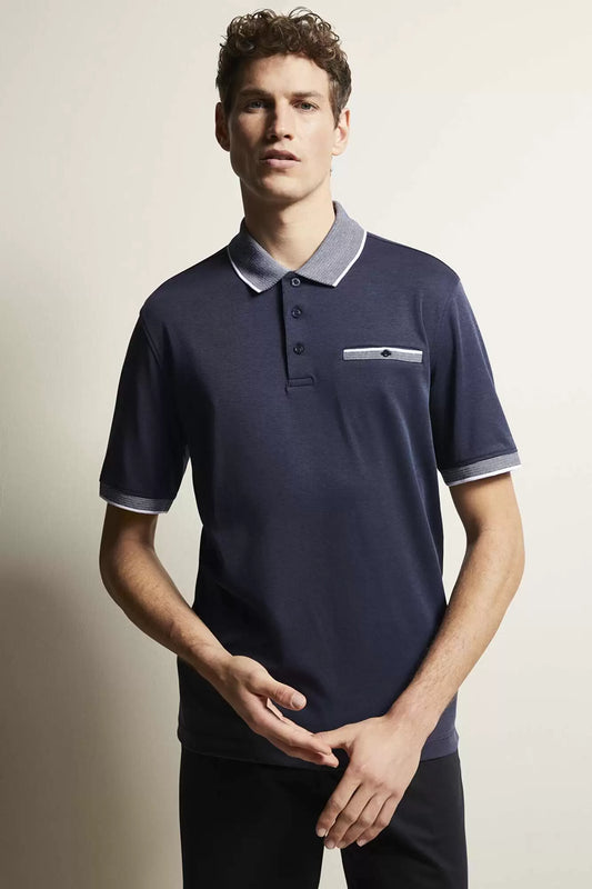 Bugatti Contrast Collar Polo - Navy