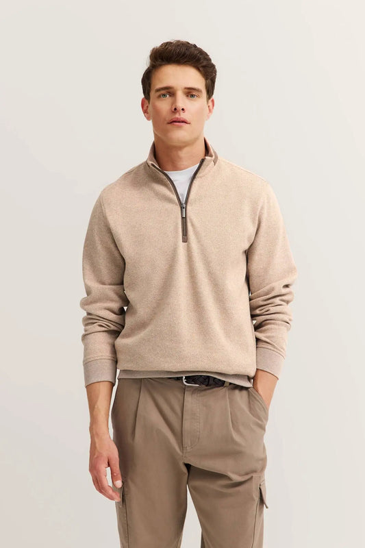 Bugatti Zip Knit Jumper - Beige