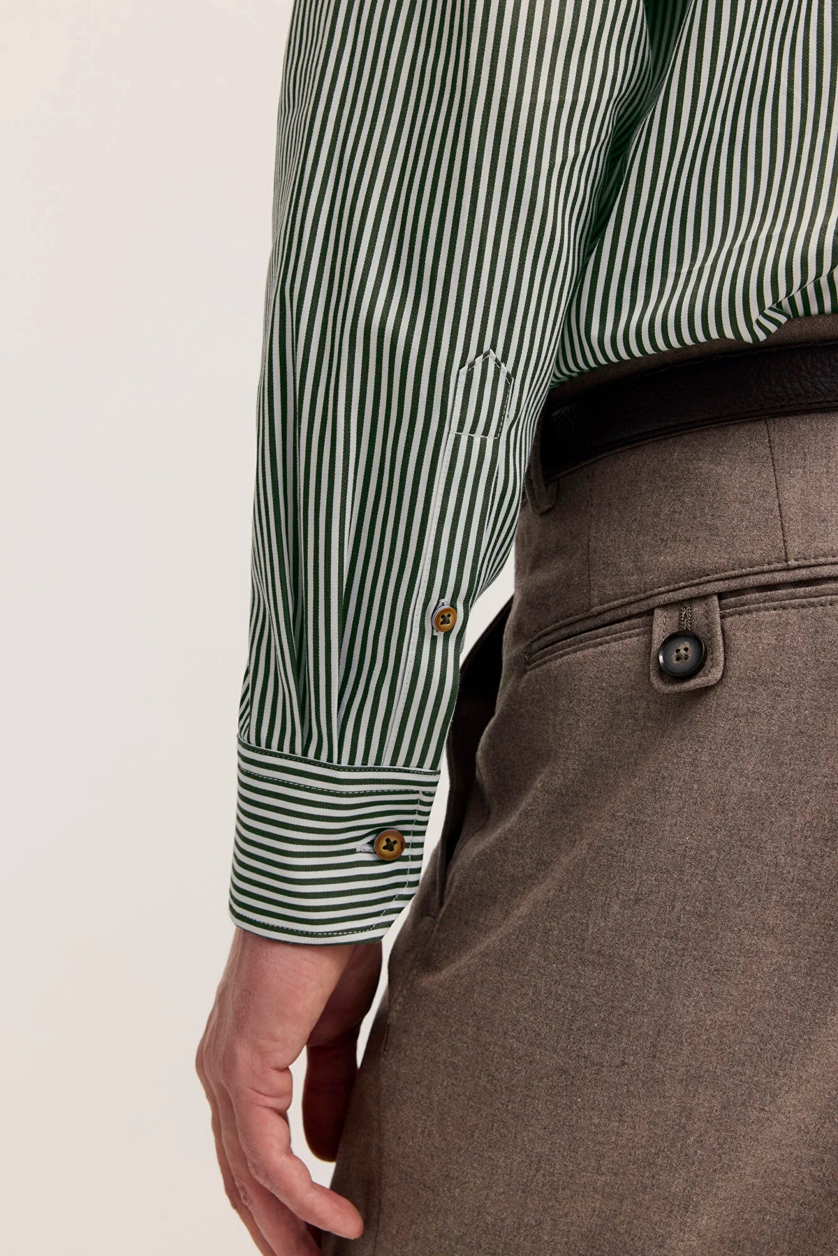 Bugatti Long Sleeve Casual Shirt - Olive Stripe