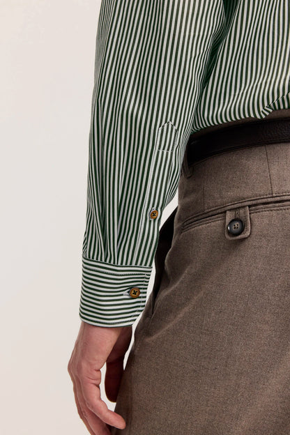 Bugatti Long Sleeve Casual Shirt - Olive Stripe