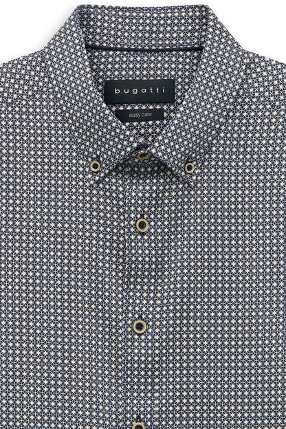 Bugatti Long Sleeve Casual Shirt - Navy Print