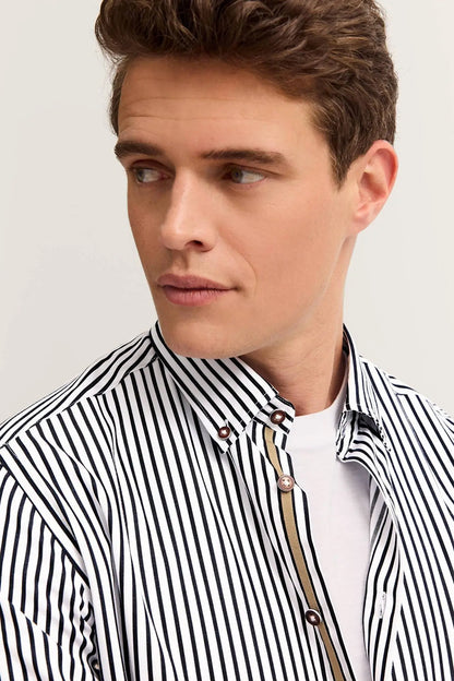 Bugatti Stripe Shirt - Navy