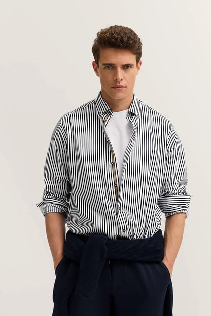 Bugatti Stripe Shirt - Navy