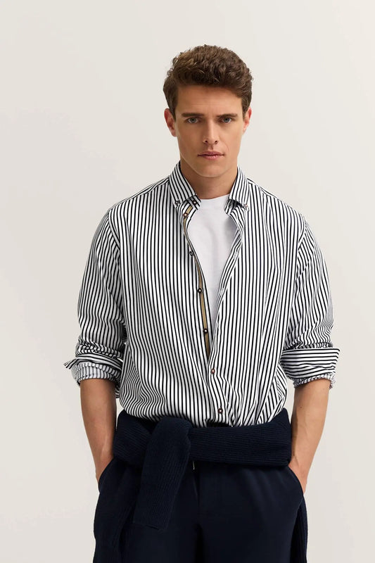 Bugatti Stripe Shirt - Navy