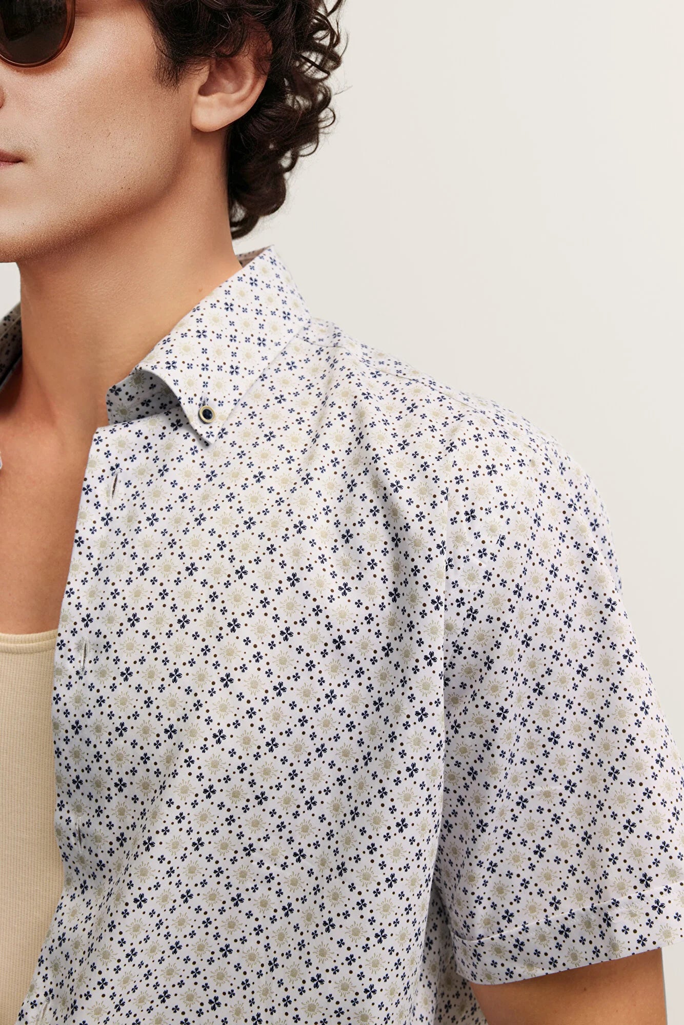 Bugatti Short Sleeve Pattern Shirt - Olive