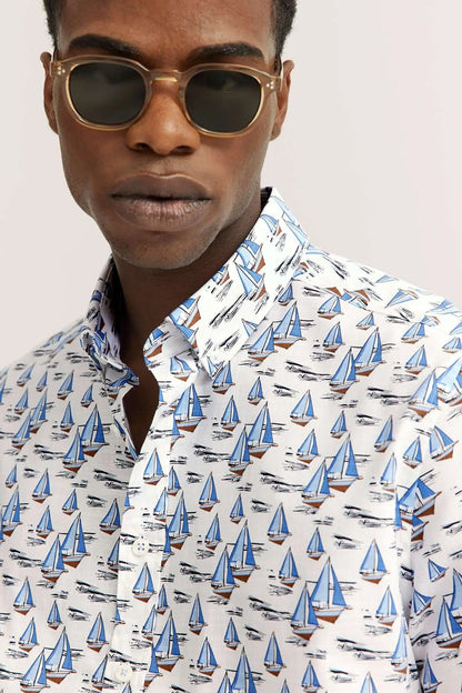 Bugatti Short Sleeve Printed Shirt - Boats