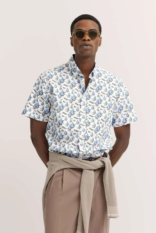 Bugatti Short Sleeve Printed Shirt - Boats