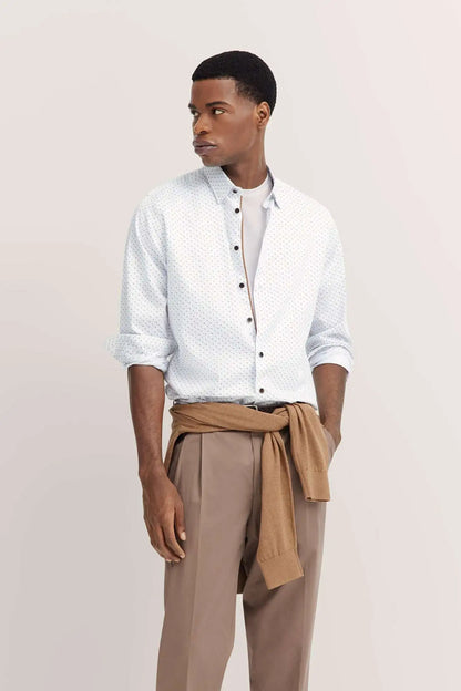 Bugatti Patterned Shirt - White