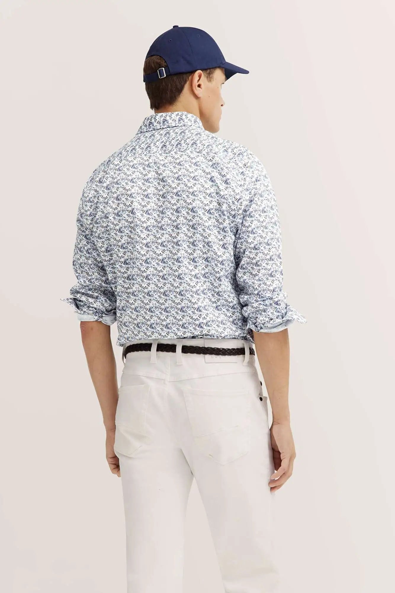 Bugatti Flower Print  Shirt - White