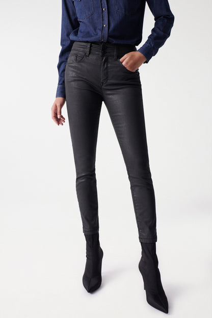 Salsa Jeans  Skinny Leg Leather Jeans - Black