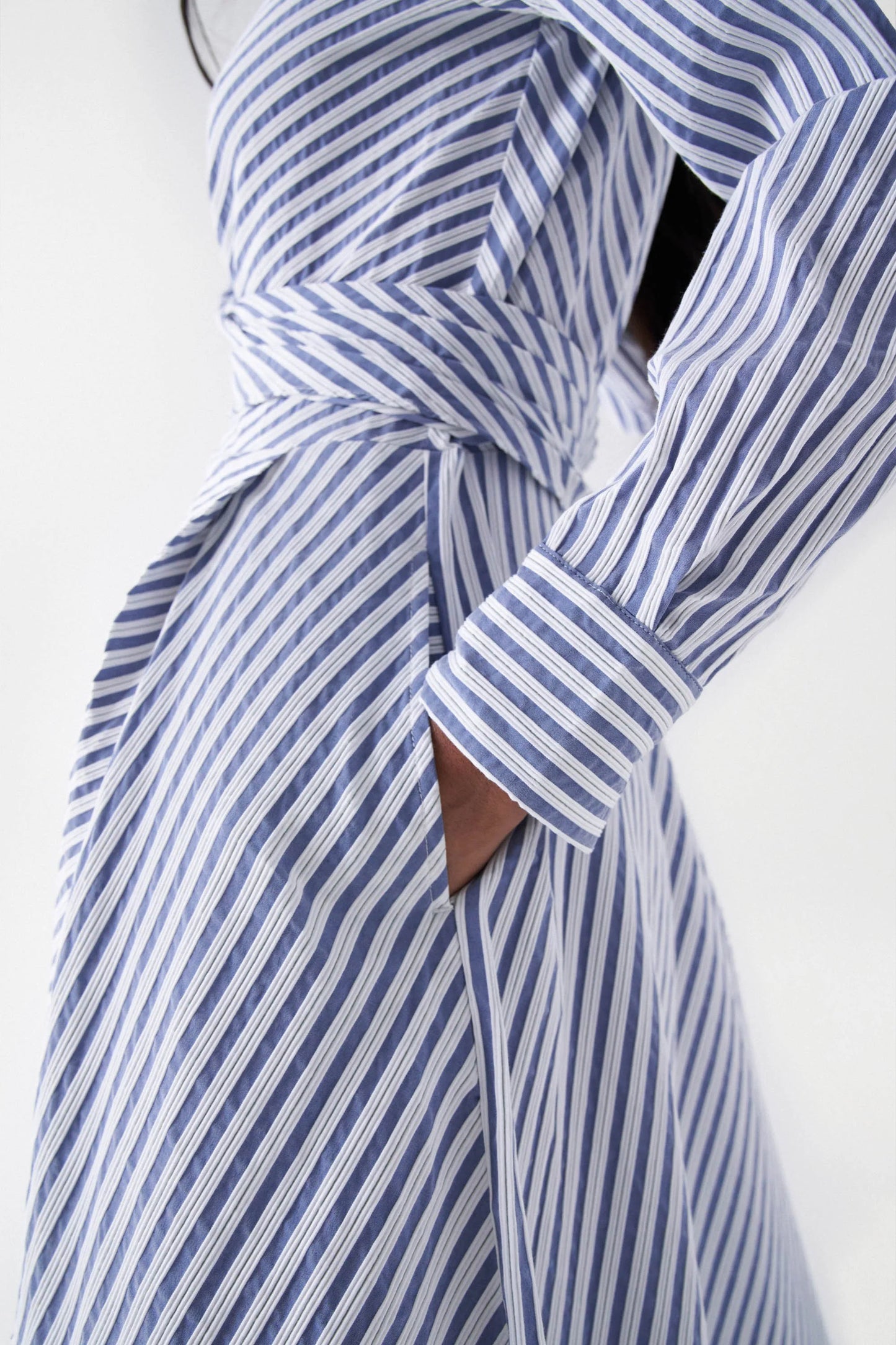 Salsa Striped Asymmetric Midi Dress