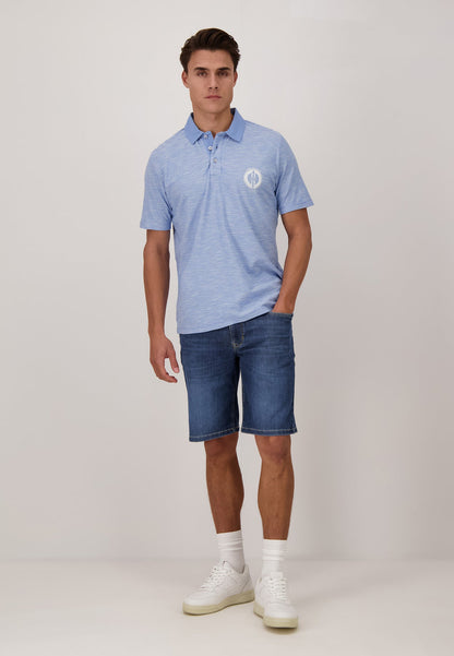 Fynch Hatton Cotton Jersey Polo Shirt in Light Sky