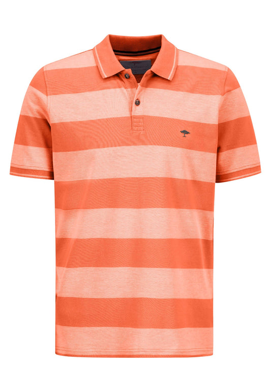 Fynch Hatton Two Tone Stripe Tangerine Polo