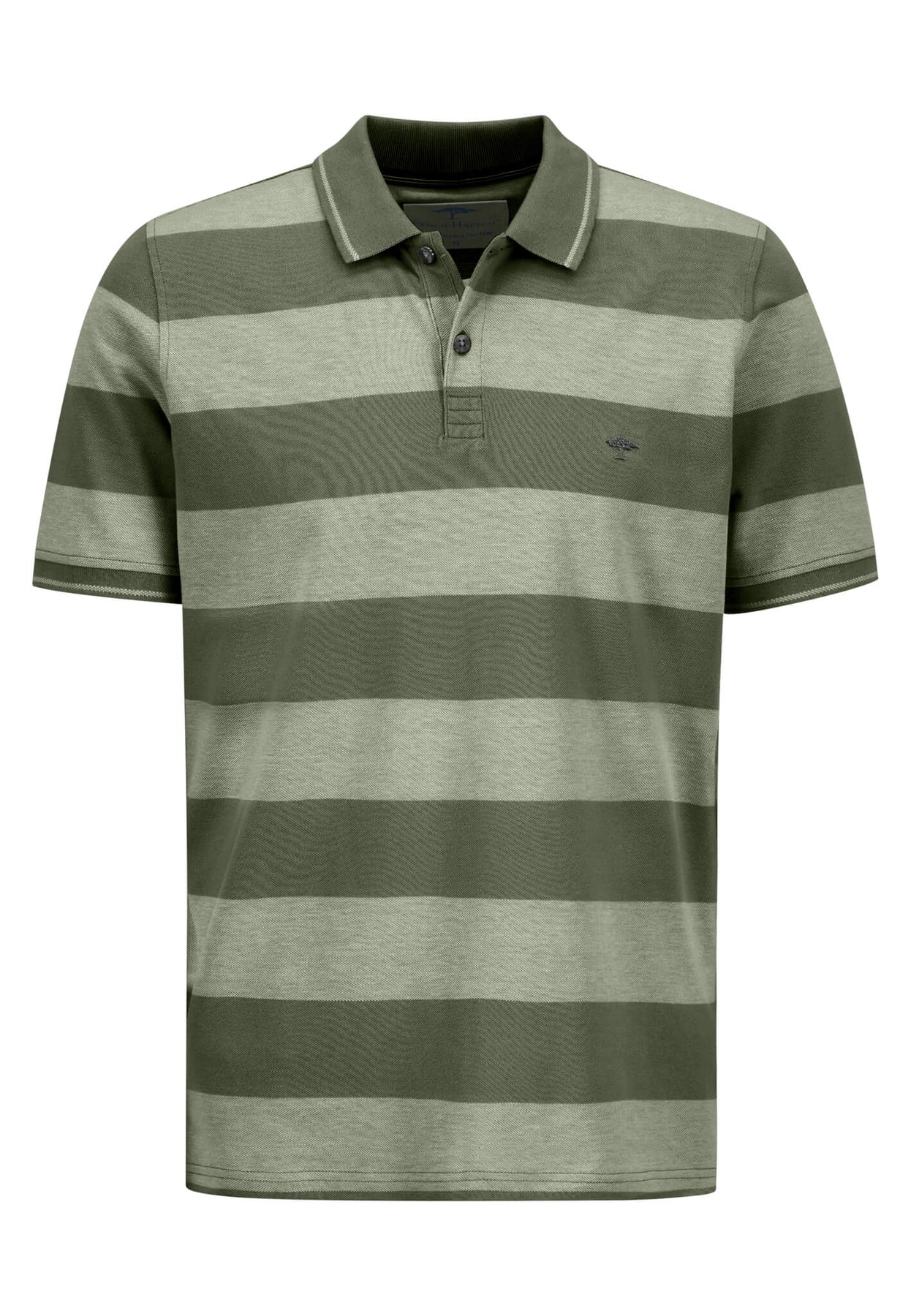 Fynch Hatton Two Tone Stripe Polo Shirt - Olive