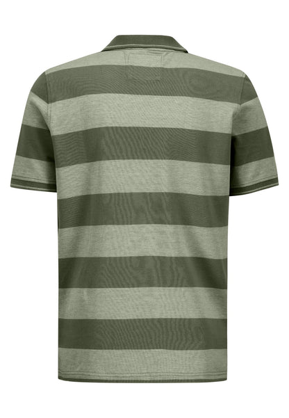 Fynch Hatton Two Tone Stripe Polo Shirt - Olive