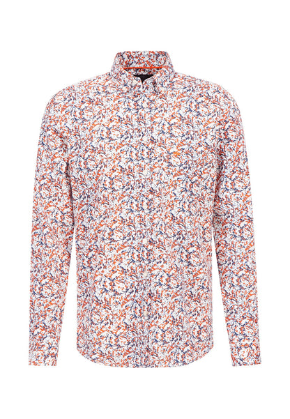 Fynch Hatton Print Button-Down Shirt - Tangerine