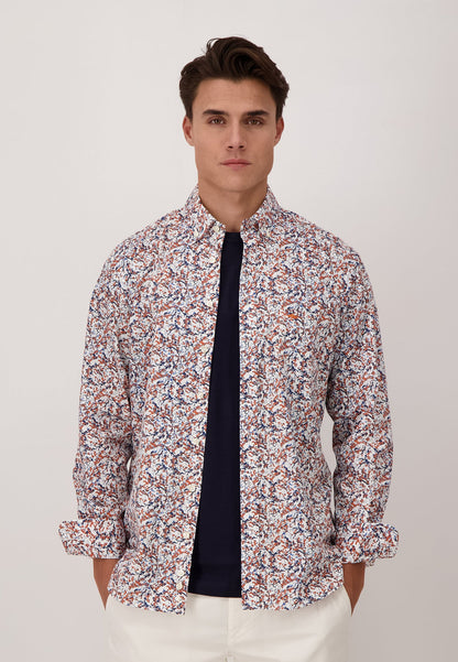 Fynch Hatton Print Button-Down Shirt - Tangerine